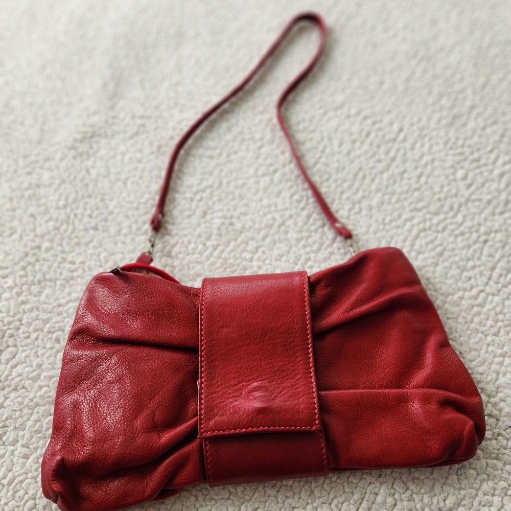 Italian red leather purse, like new